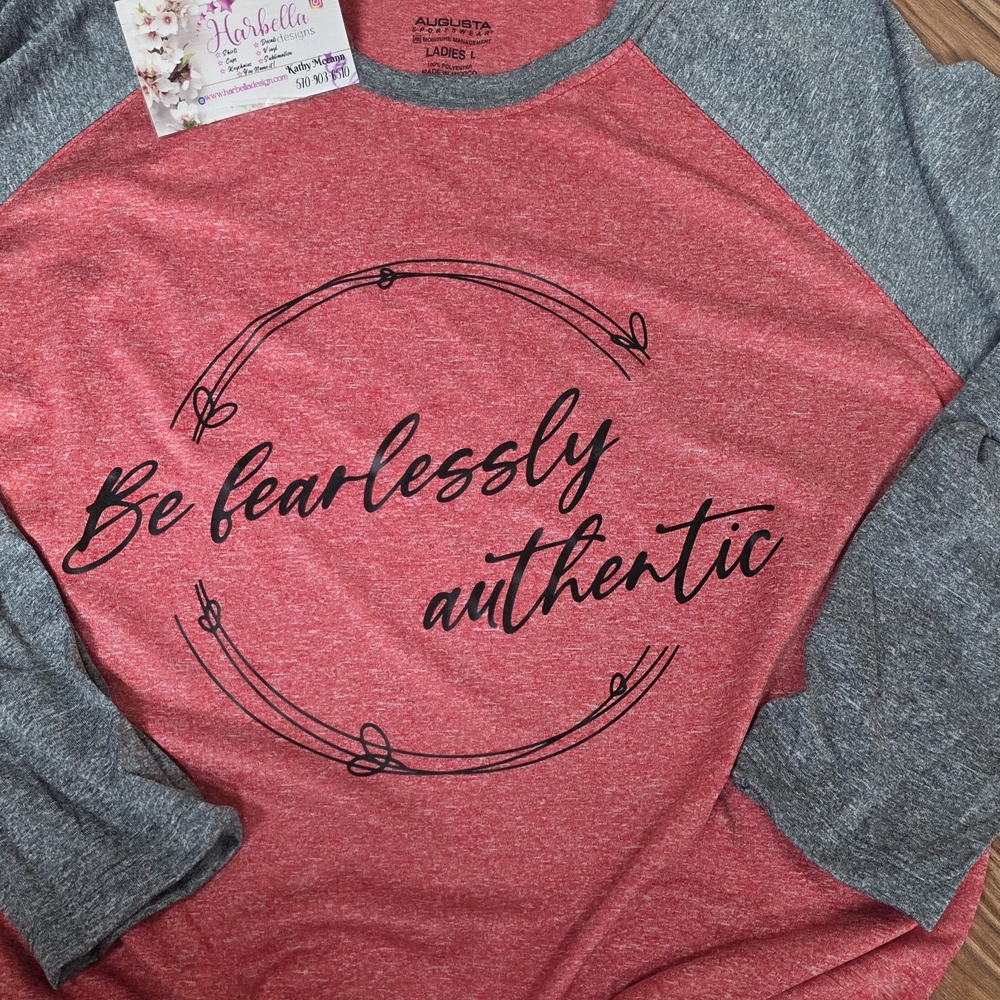 Red and Gray Graphic Raglan Tee